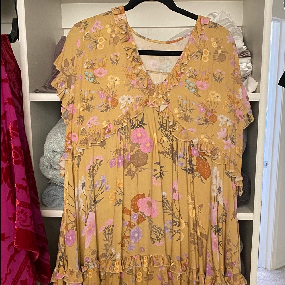 Spell Wild Blooms long dress in gold color.